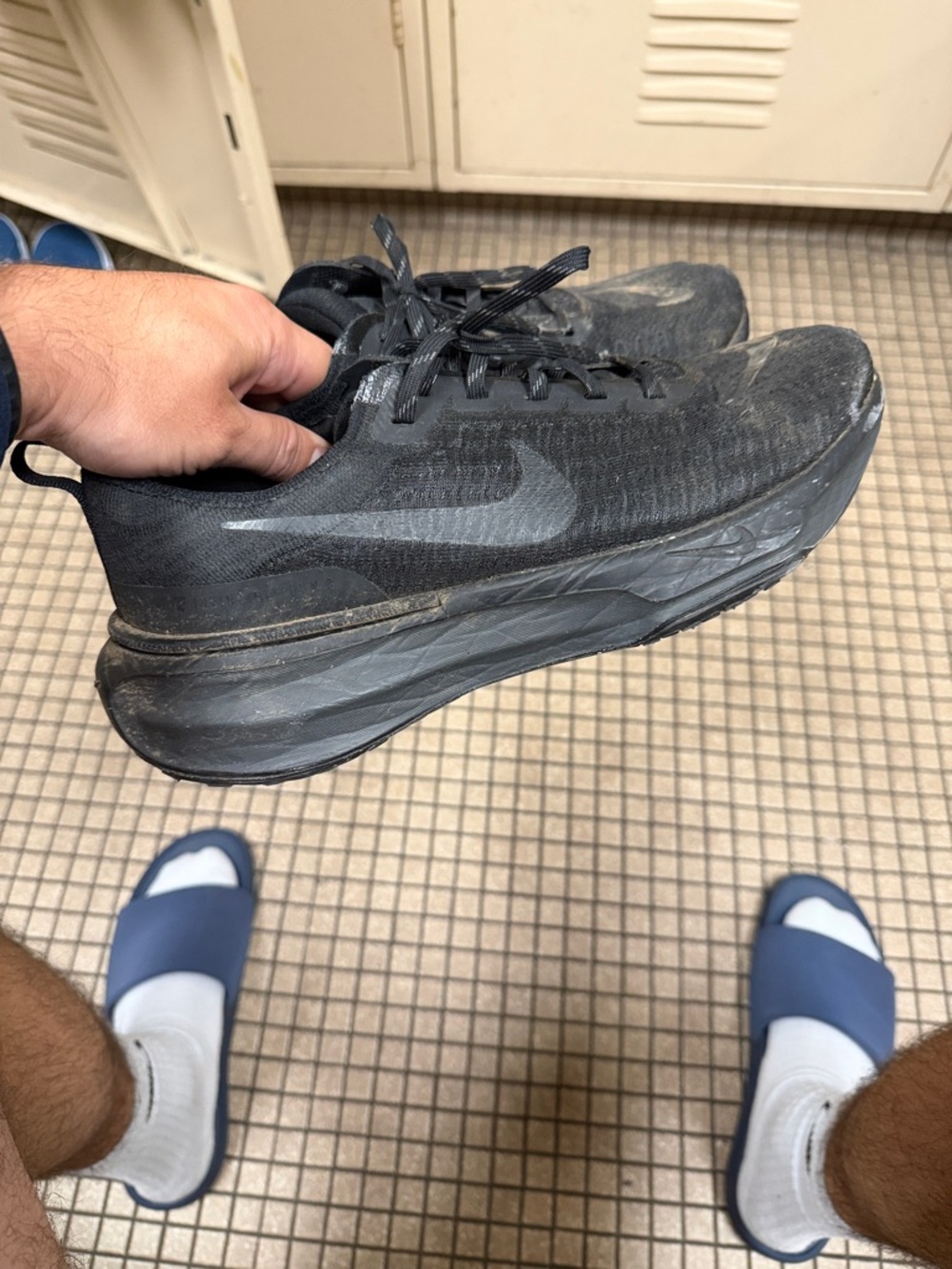 Nike Black Athletic Running Shoes with Swoosh
